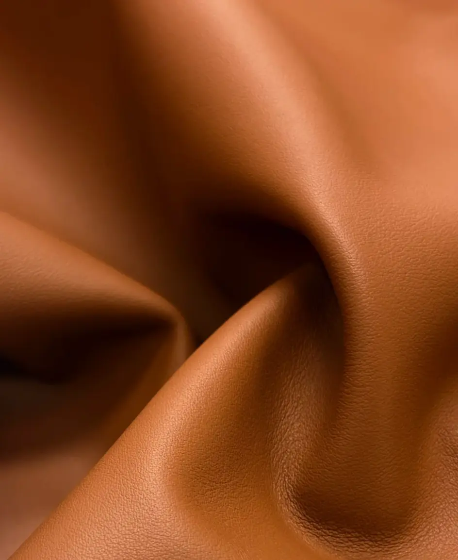 Caramel French lambskin with a soft, delicate surface