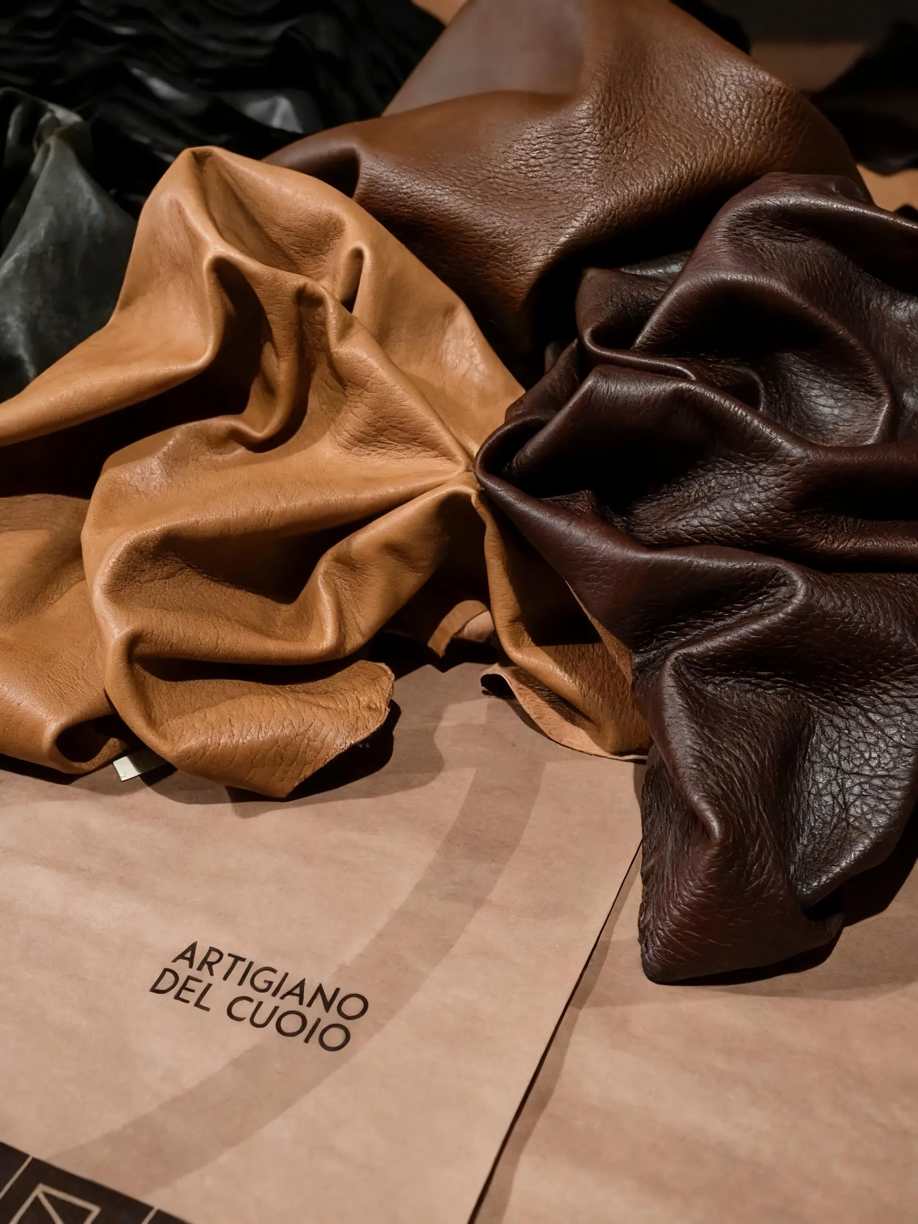 Natural leather hides prepared for traditional tanning and hand finishing