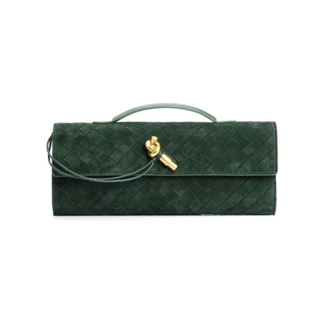 Weaving bamboo woven frosted suede banquet bag