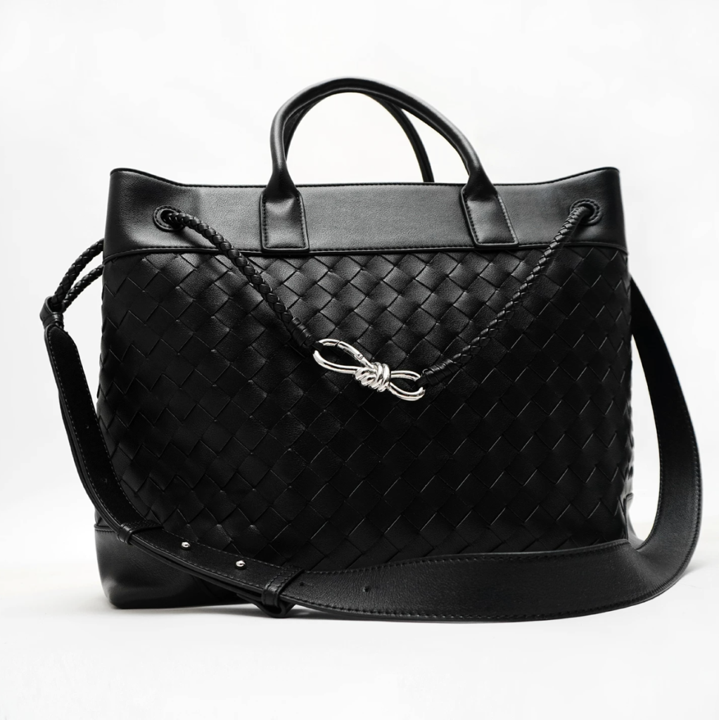 Knot hand woven tote bag