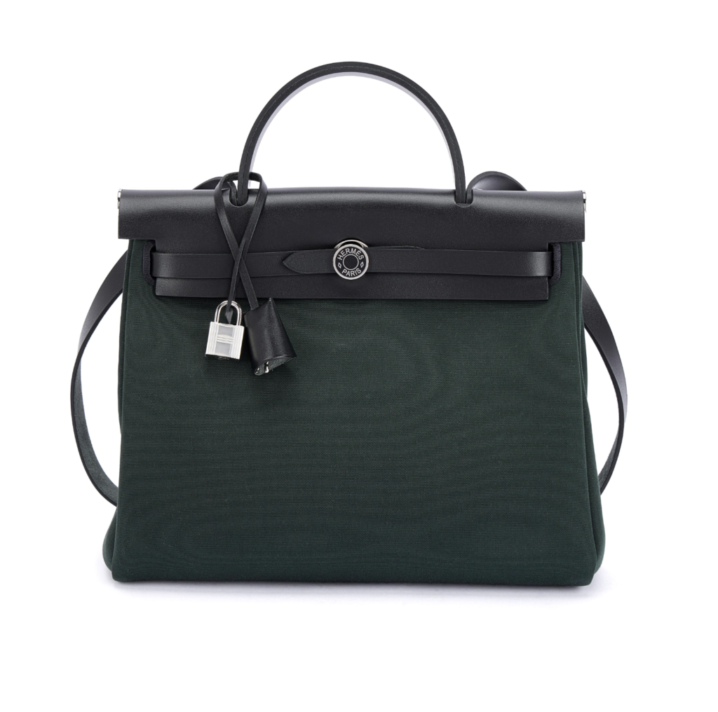 Hermes Herbag Zip Black Green