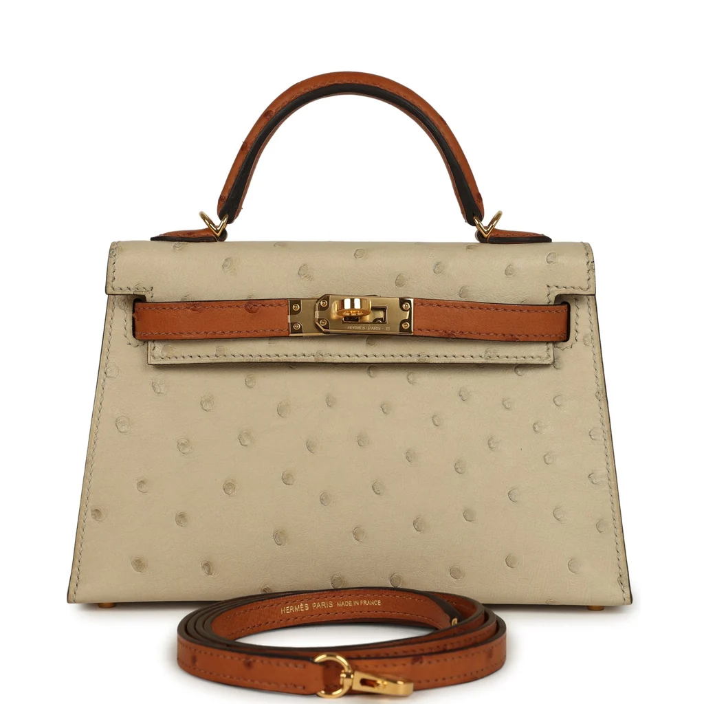 Hermes Mini Kelly II-Splicing ostrich skin