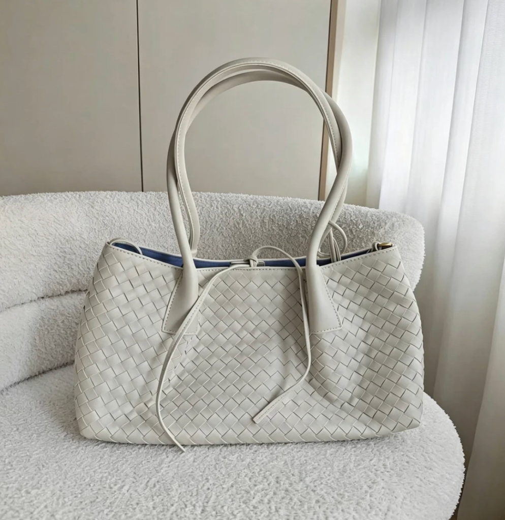 Woven cowhide tote bag