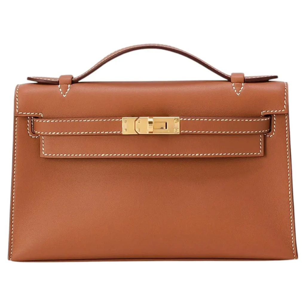 Hermes Mini Kelly Pochette Golden brown Swift cowhide